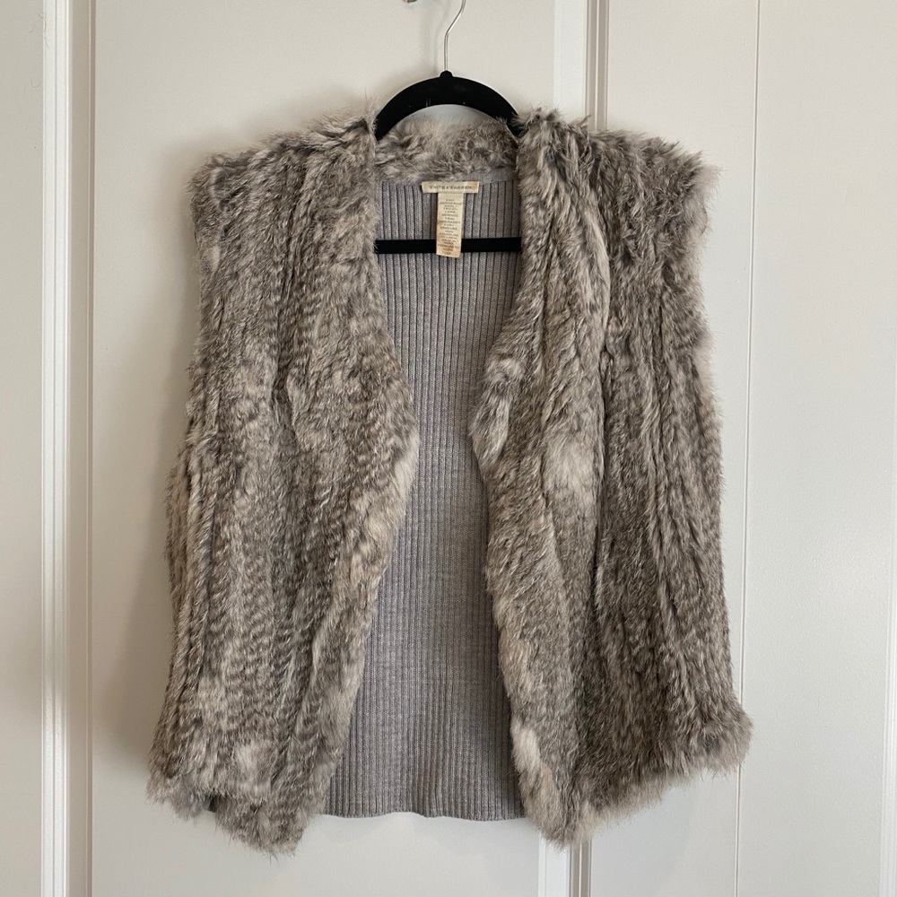 White + Warren Fur Front Vest